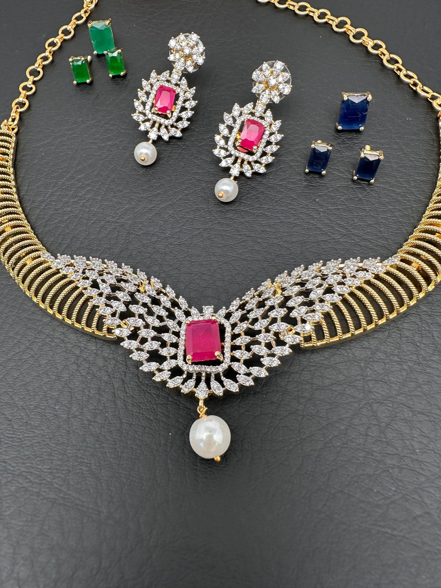 AD Changeable Stones Short Necklace