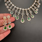 AD Color Stone Neckline Necklace - Green