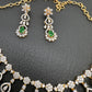 AD Color Stone Neckline Necklace - Green