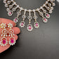 AD Color Stone Neckline Necklace - Red