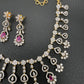 AD Color Stone Neckline Necklace - Red