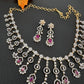 AD Color Stone Neckline Necklace - Red