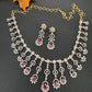 AD Color Stone Neckline Necklace - Red