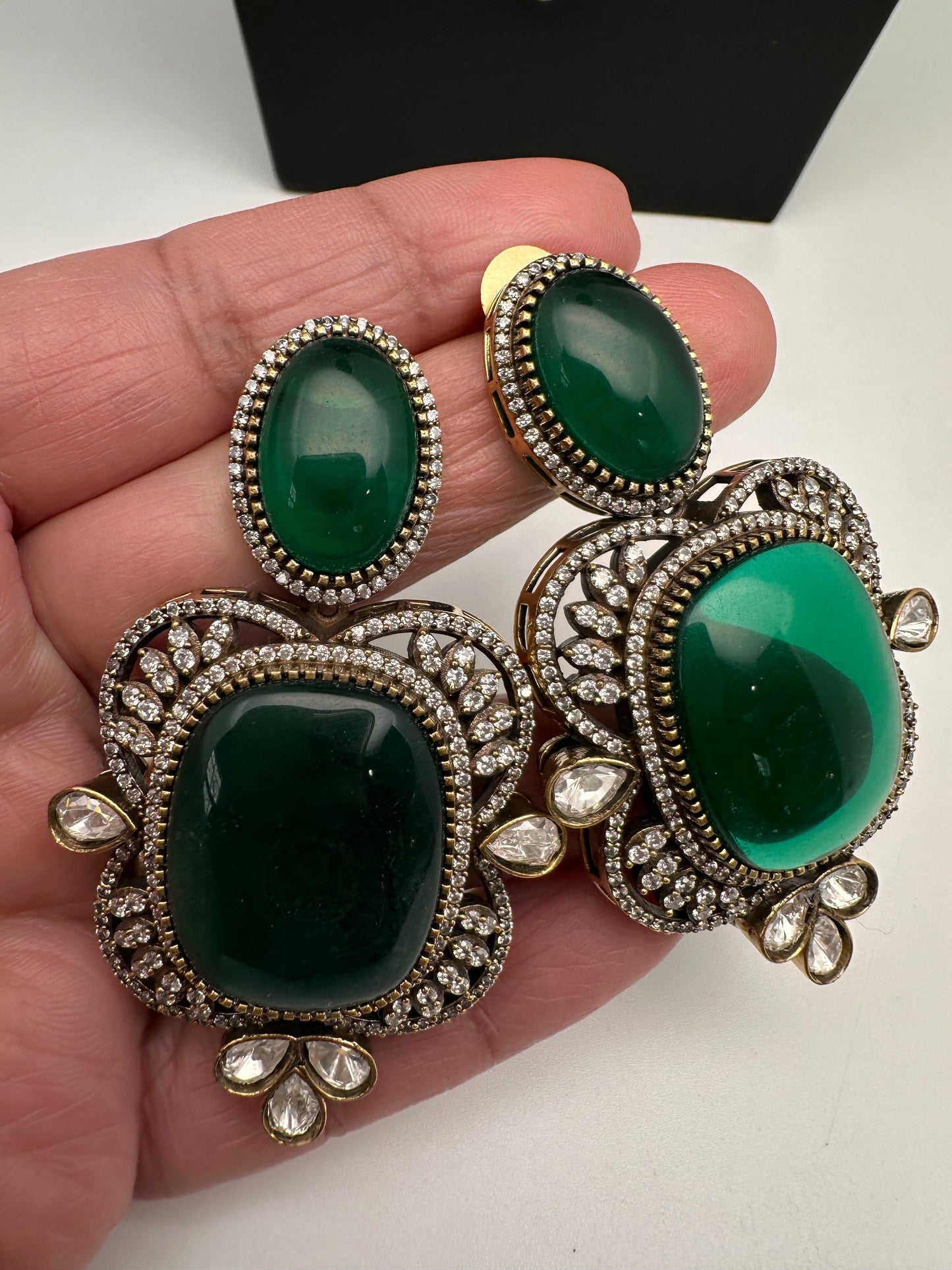 AD Doublet Color Stone Necklace - Green