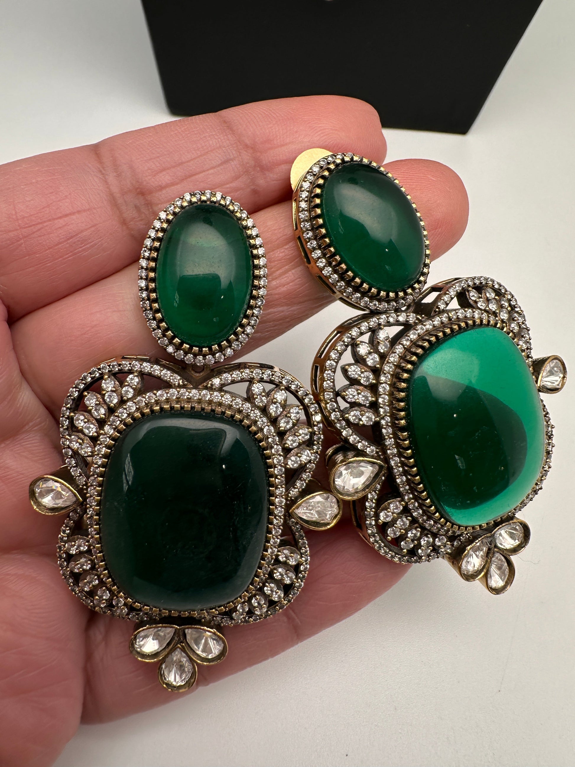AD Doublet Color Stone Necklace - Green