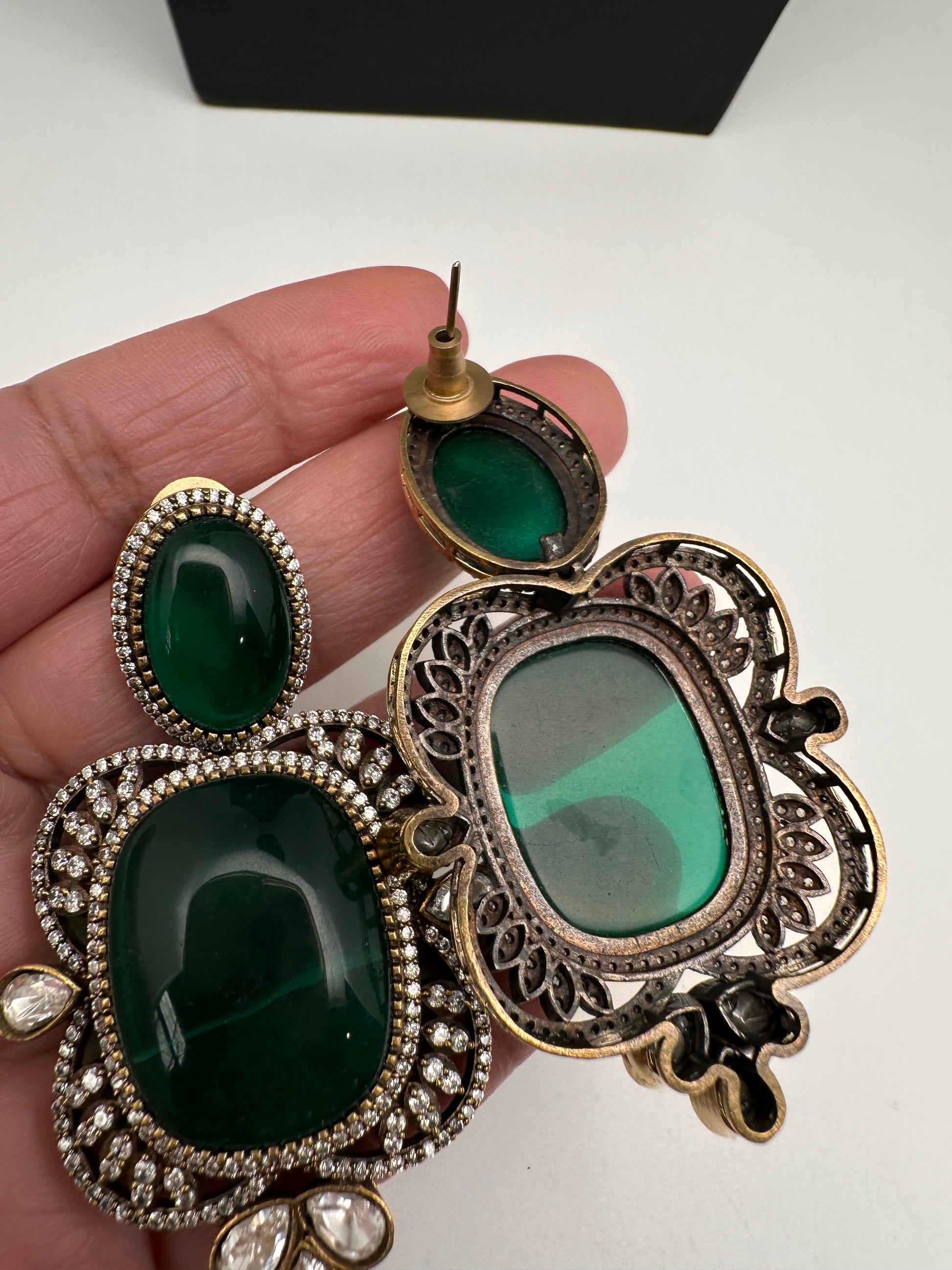 AD Doublet Color Stone Necklace - Green