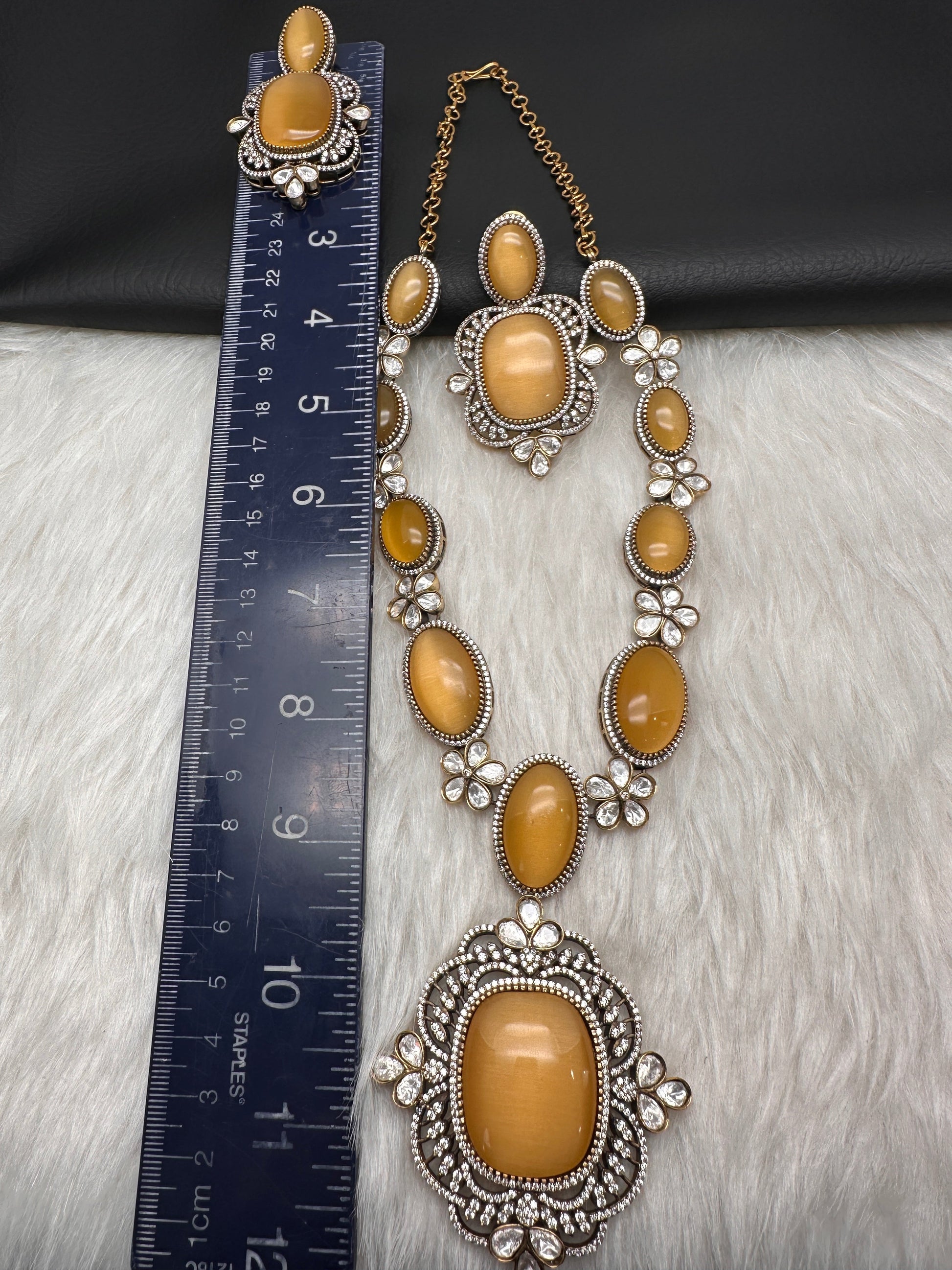 AD Doublet Color Stone Necklace - Yellow