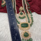 Polki 6 Carat Gold Plated Emerald Multi Layer Teen Lada Necklace