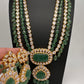 Polki 6 Carat Gold Plated Emerald Multi Layer Teen Lada Necklace