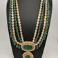 Polki 6 Carat Gold Plated Emerald Multi Layer Teen Lada Necklace