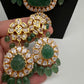 Polki 6 Carat Gold Plated Emerald Multi Layer Teen Lada Necklace