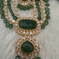 Polki 6 Carat Gold Plated Emerald Multi Layer Teen Lada Necklace