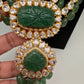 Polki 6 Carat Gold Plated Emerald Multi Layer Teen Lada Necklace