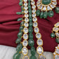 Polki 6 Carat Gold Plated Emerald Multi Layer Teen Lada Necklace
