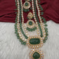 Polki 6 Carat Gold Plated Emerald Multi Layer Teen Lada Necklace