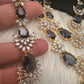 Doublet Double Layer AD Short Color Stone Necklace - Amethyst