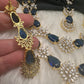 Doublet Double Layer AD Short Color Stone Necklace - Blue