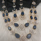 Doublet Double Layer AD Short Color Stone Necklace - Blue