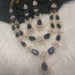 Doublet Double Layer AD Short Color Stone Necklace - Blue