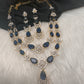 Doublet Double Layer AD Short Color Stone Necklace - Blue