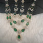 Doublet Double Layer AD Short Color Stone Necklace - Green