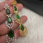 Doublet Double Layer AD Short Color Stone Necklace - Green