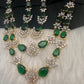 Doublet Double Layer AD Short Color Stone Necklace - Green