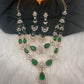 Doublet Double Layer AD Short Color Stone Necklace - Green