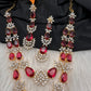 Doublet Double Layer AD Short Color Stone Necklace - Red