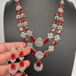 Doublet Double Layer AD Short Color Stone Necklace - Red