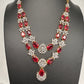 Doublet Double Layer AD Short Color Stone Necklace - Red