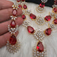 Doublet Double Layer AD Short Color Stone Necklace - Red