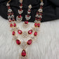 Doublet Double Layer AD Short Color Stone Necklace - Red