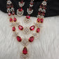 Doublet Double Layer AD Short Color Stone Necklace - Red