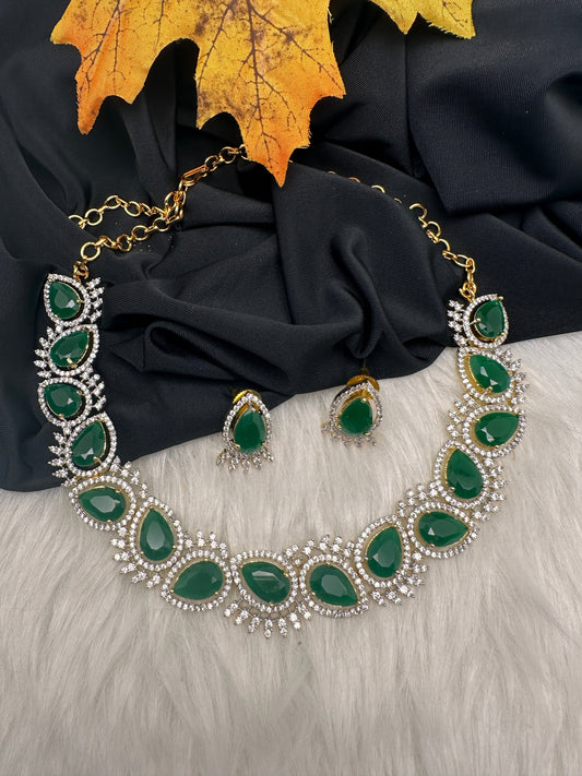 AD Emerald Tear Drop Necklace