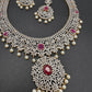 AD Ruby Pink Stone Short Necklace
