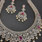 AD Ruby Pink Stone Short Necklace
