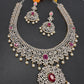 AD Ruby Pink Stone Short Necklace