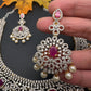 AD Ruby Pink Stone Short Necklace