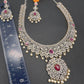 AD Ruby Pink Stone Short Necklace