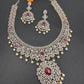 AD Ruby Pink Stone Short Necklace