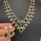 AD Diamond Finish Double Layer Color Short Necklace - Green