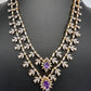 AD Diamond Finish Double Layer Color Short Necklace - Purple