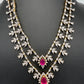 AD Diamond Finish Double Layer Color Short Necklace - Red