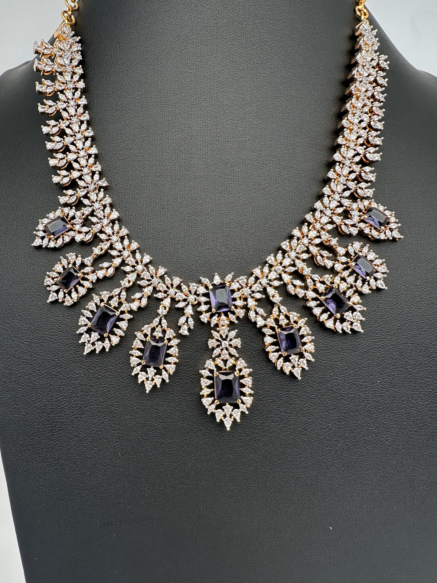 AD Dainty Color Short Necklace - Purple