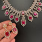 AD Dainty Color Short Necklace - Red