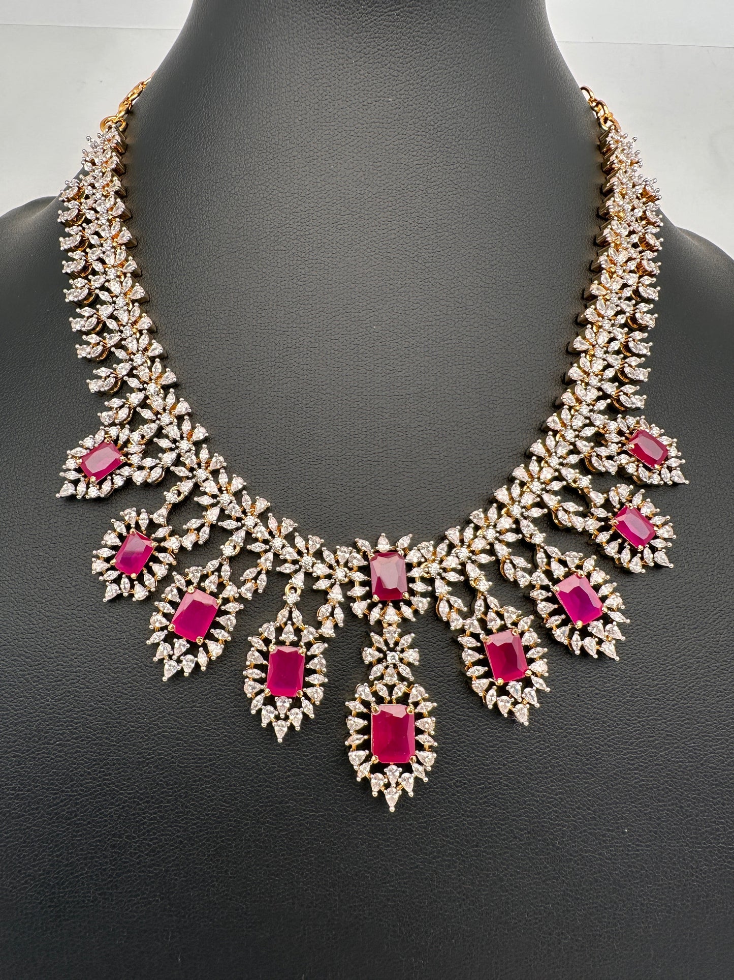 AD Dainty Color Short Necklace - Red