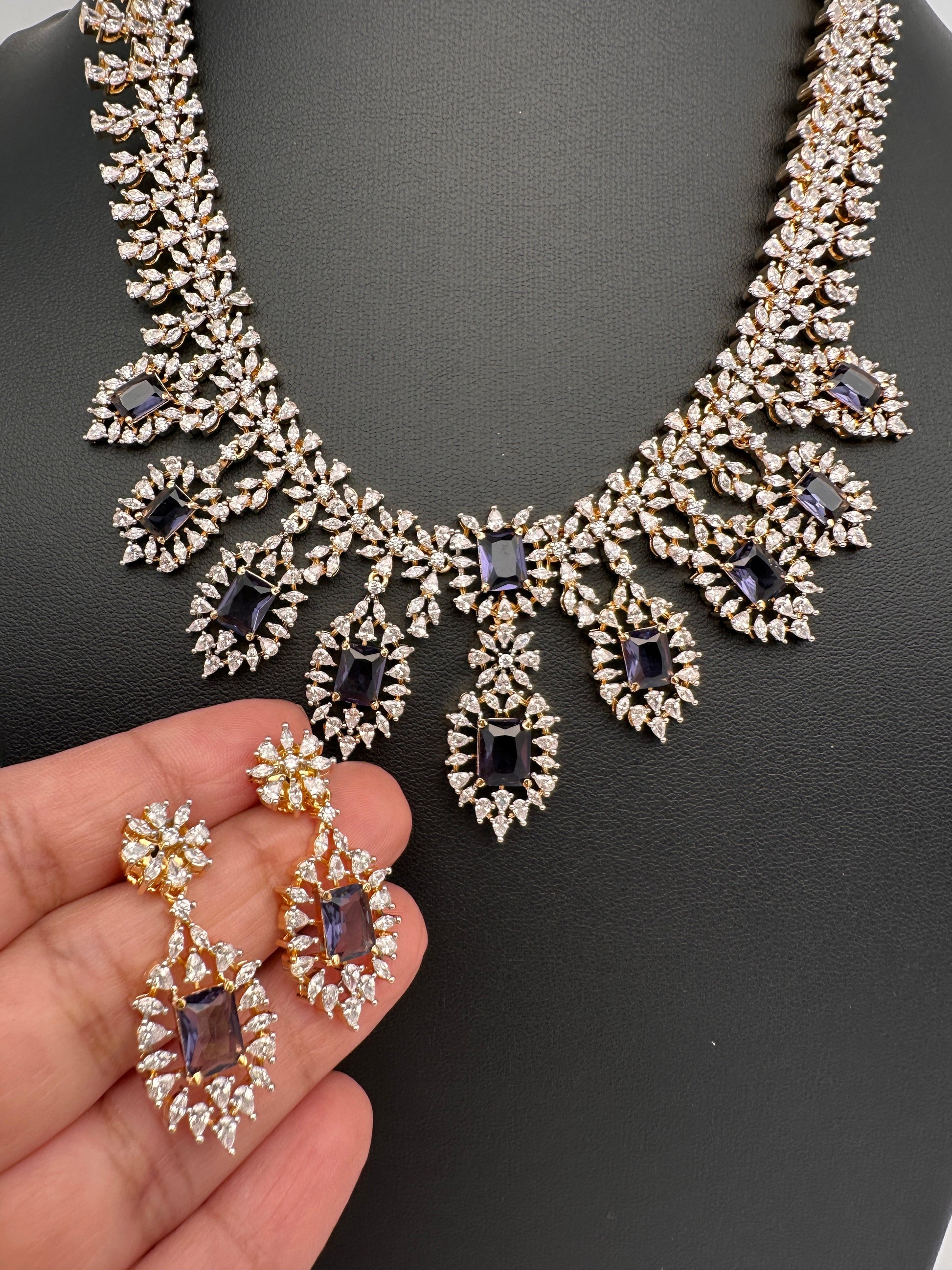 AD Dainty Color Short Necklace - Purple