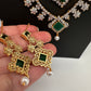 AD Emerald Multi Layer Long Necklace