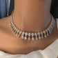 Silver Finish AD Dainty Short Necklace - Gold